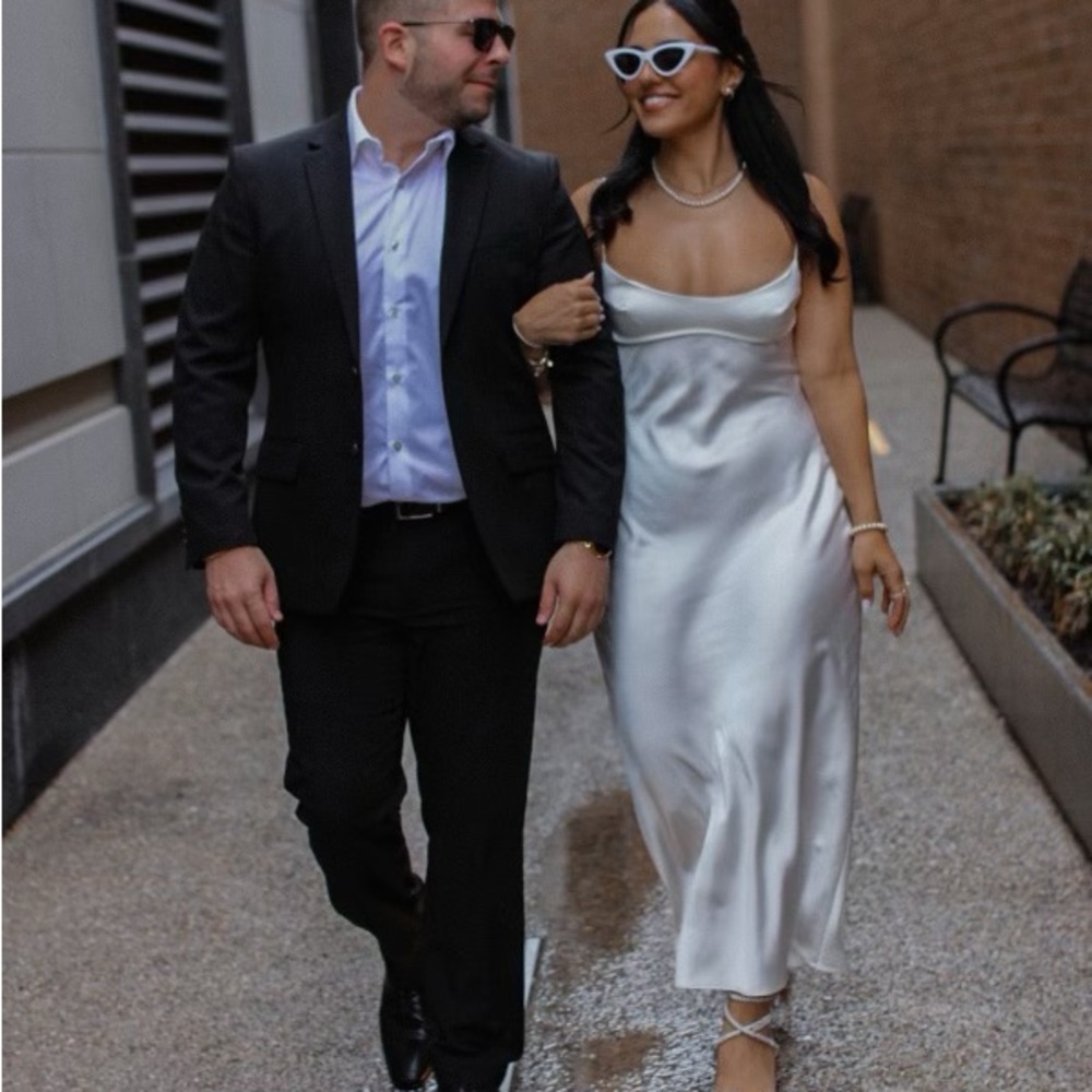 White Zara Satin Dress